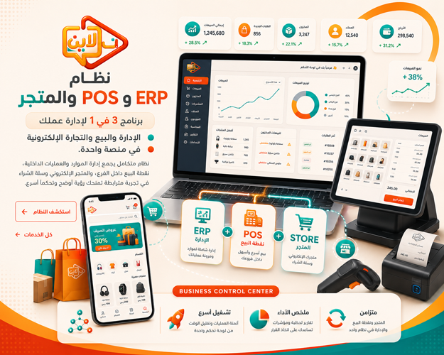 نظام ERP وPOS والمتجر الإلكتروني